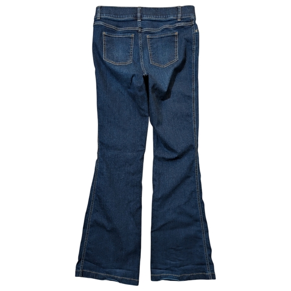 SPANX Flare Jeans Dark Wash Tall L 34 Inseam High Rise Pull On Shaping Denim - Picture 2 of 6